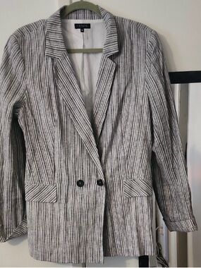 1. State Black and Gray Linen Blazer